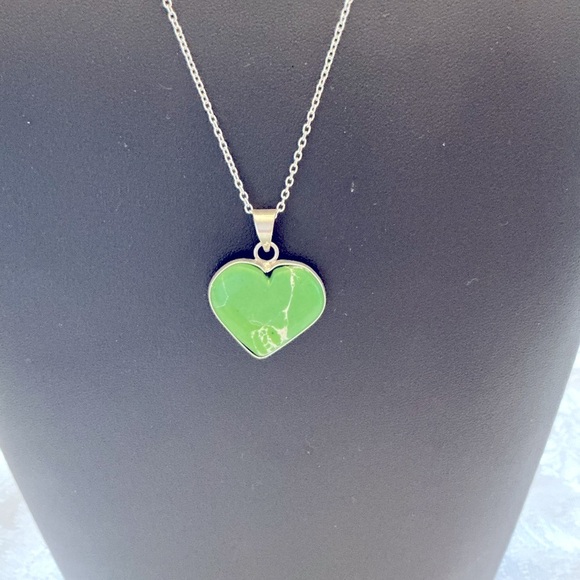 Green Turquoise Heart Shape Pendant Necklace Jewelry - Green Turquoise Heart Pendant Necklace